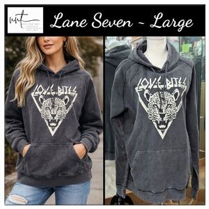 Lane Seven Love Bites Hoodie Large Gray Graphic Pullover Sweatshirt NWT